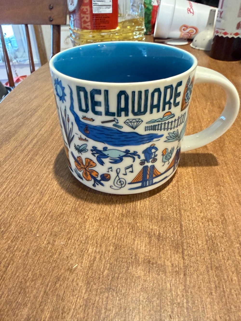 Starbucks Delaware State Mug - Blue Interior with Orange Accents